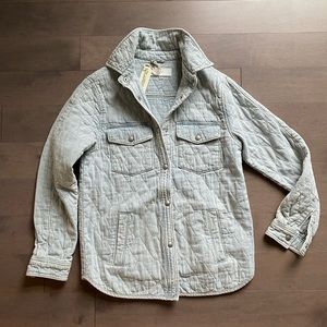 Blank NYC Womens Quilted Blue Denim Snap Up Jacket - SZ Small